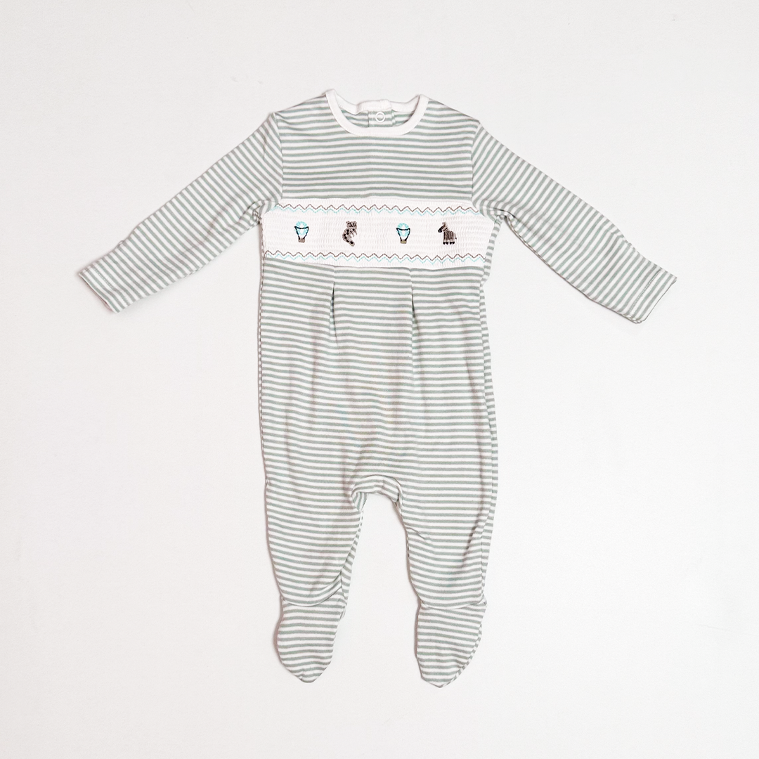 SAGE GREEN STRIPED SLEEPSUIT