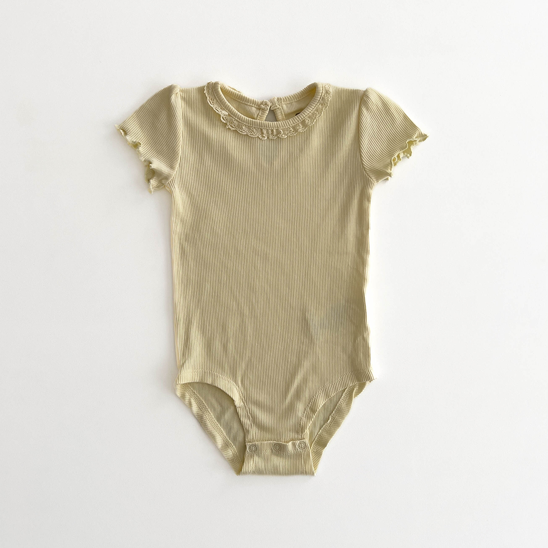 LEMON YELLOW RIBBED ONESIE