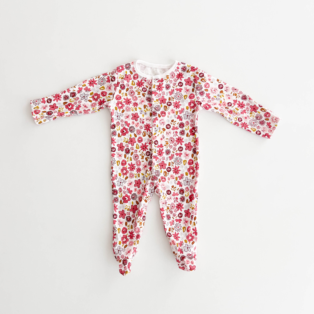 PINK FLORAL PRINTED SLEEPSUIT