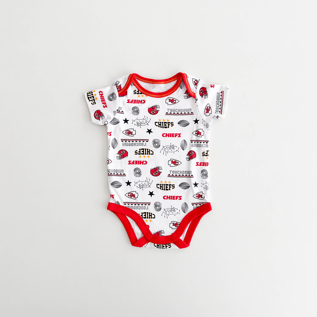 WHITE PRINTED COTTON ONESIE