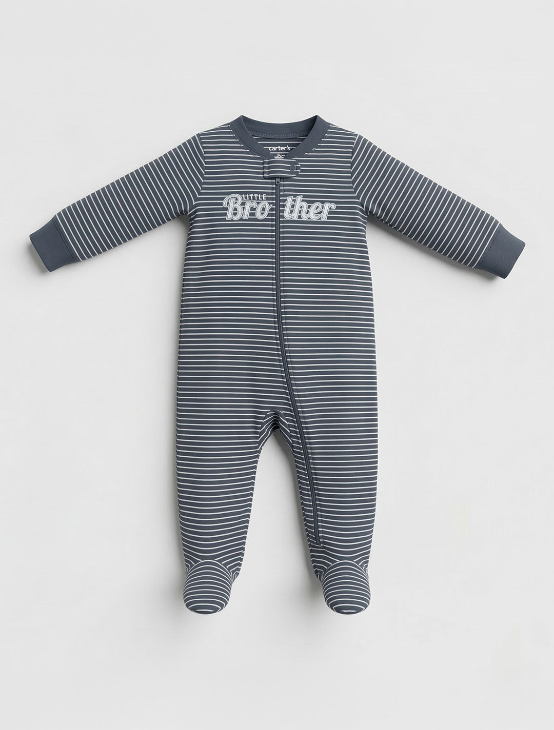 DARK GREY STRIPPED SLEEPSUIT