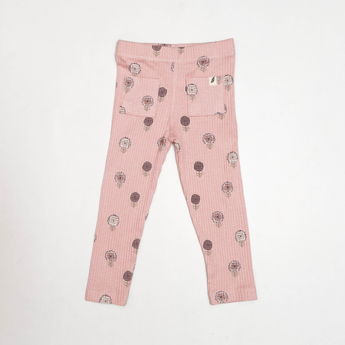 PINK RIBBED FLORAL PANT
