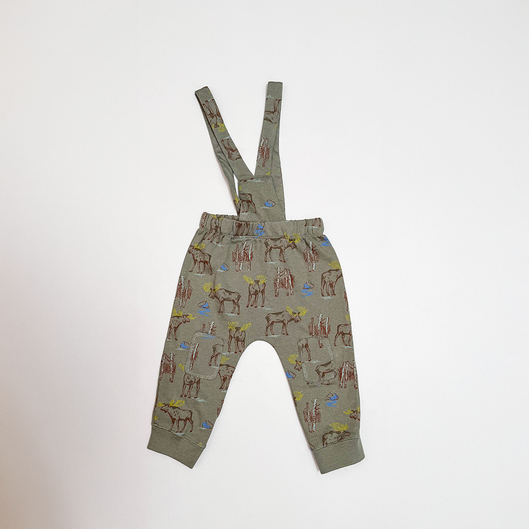 OLIVE GREEN PRINTED DUNGAREE