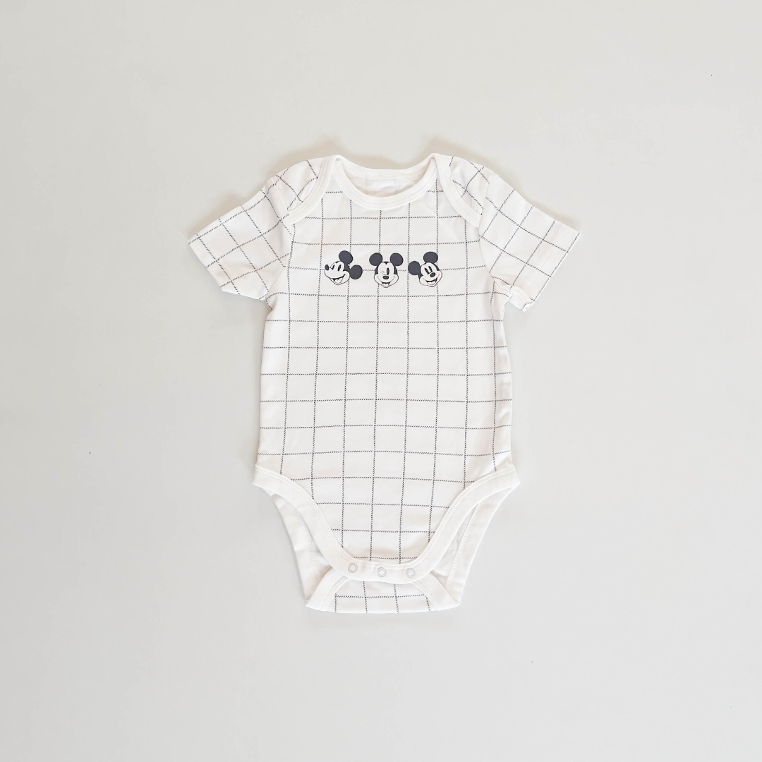 WHITE AND BLACK MICKEY ONESIE