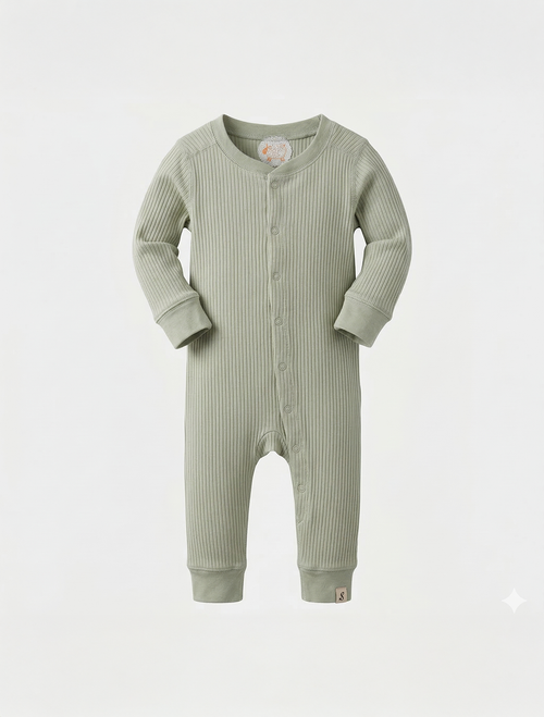 FRESH MINT GREEN RIBBED ROMPER