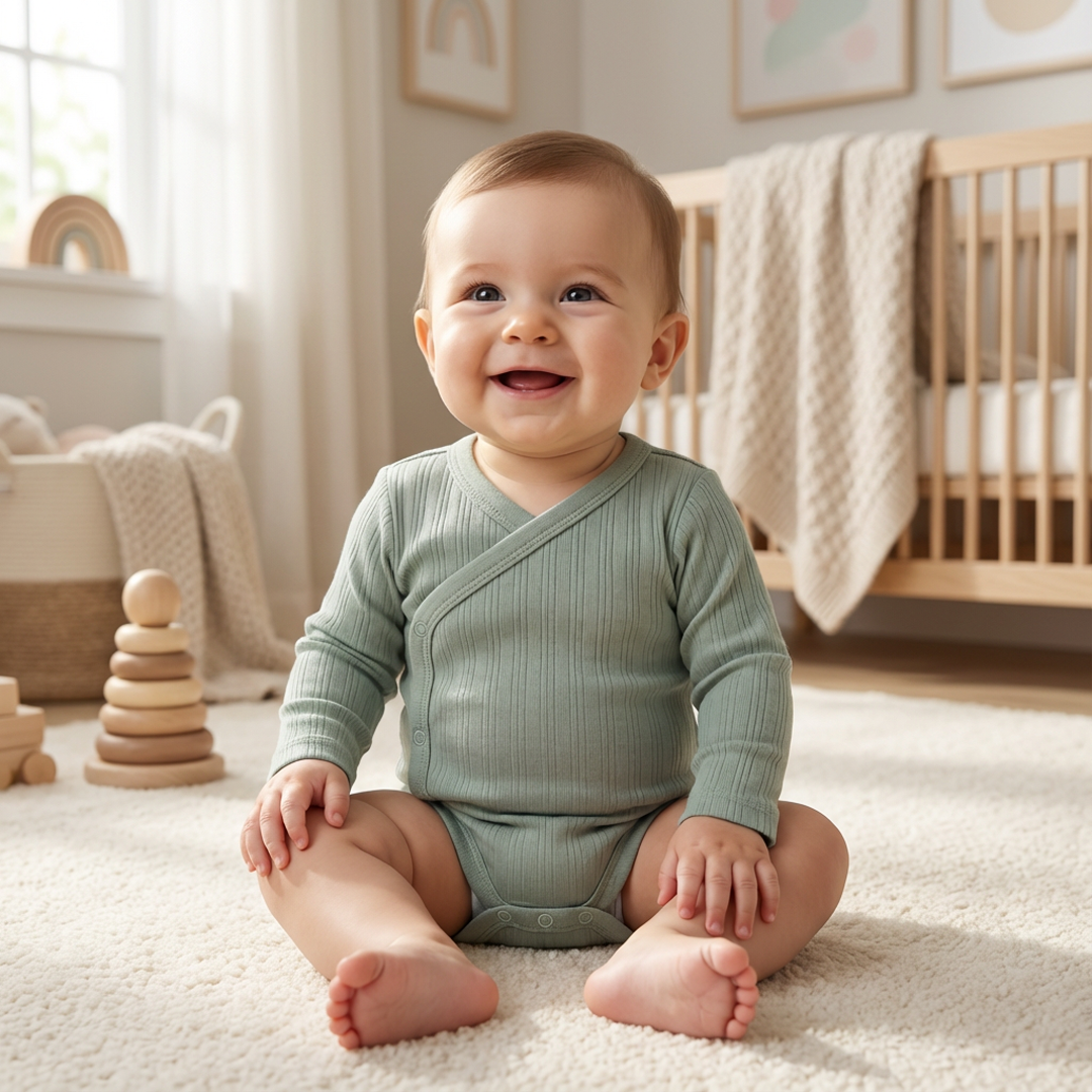 PREMIUM SAGE RIBBED WRAPOVER ONESIE