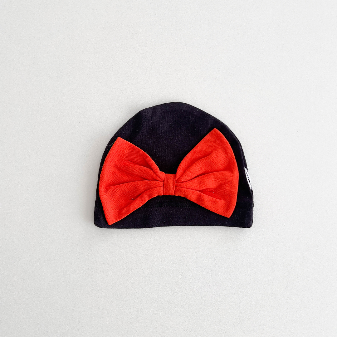 ORANGE BOW BLACK CAP