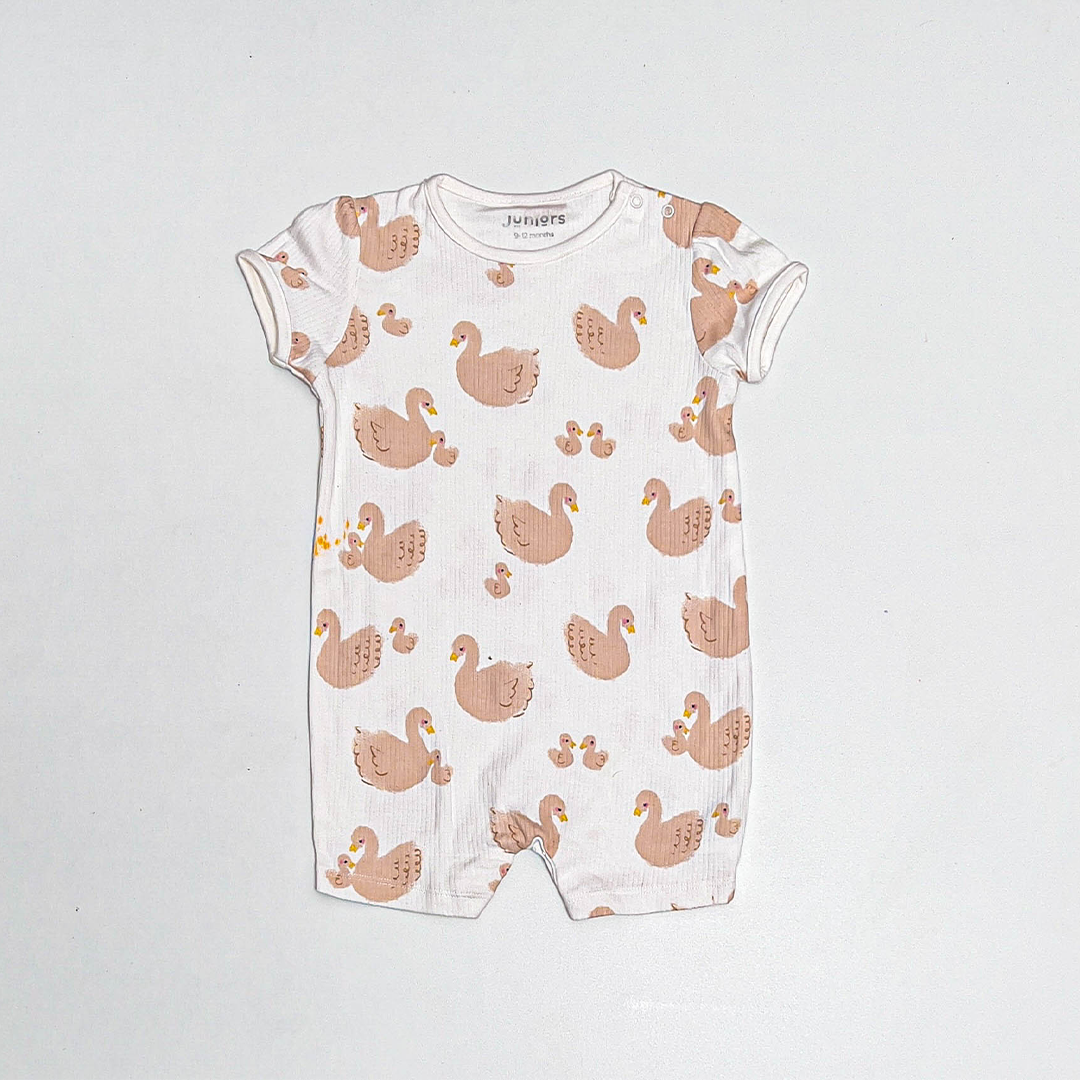 WHITE DUCK RIBBED JUMPSUIT