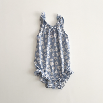 LIGHT BLUE FLORAL PRINTED ONESIE