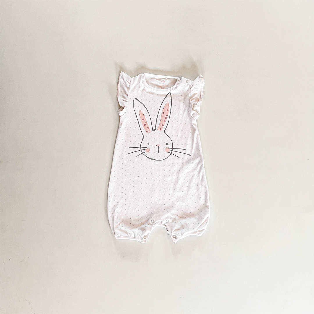 WHITE BUNNY PRINT JUMPSUIT