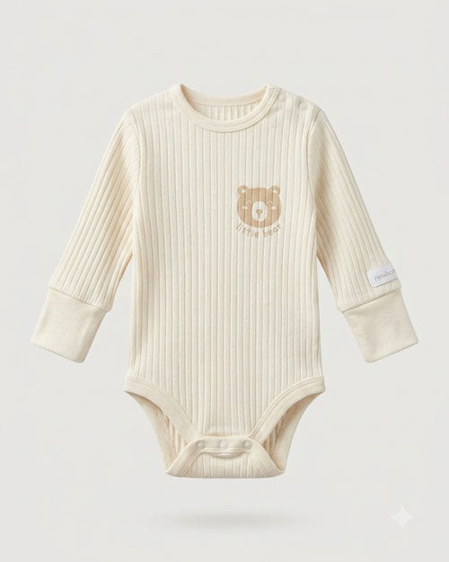 Ribbed bear printed onesie