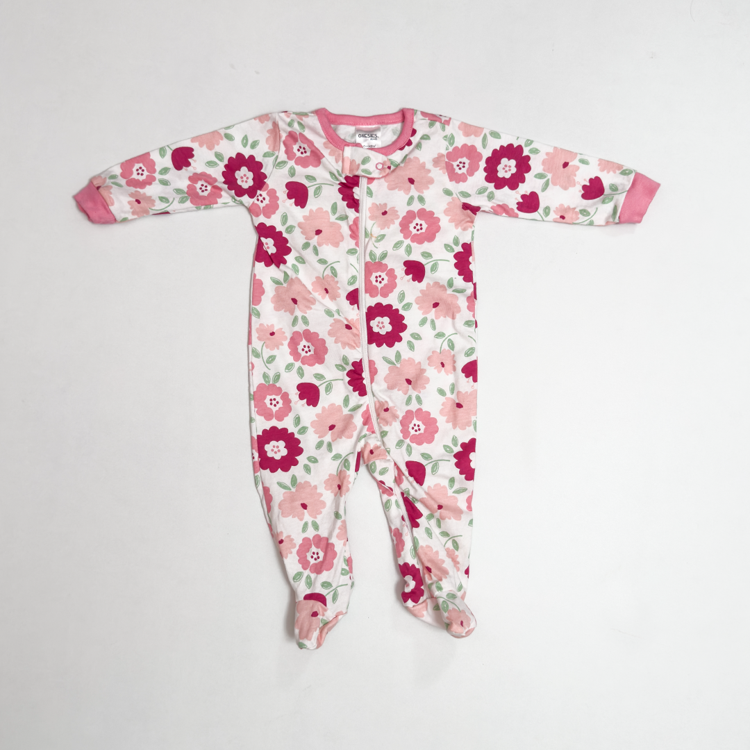 PINK FLORAL ZIPPER SLEEPSUITS