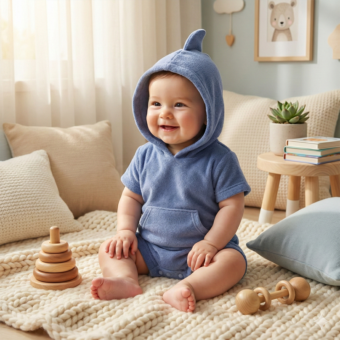 BLUE VELVET HOODED JUMPSUIT