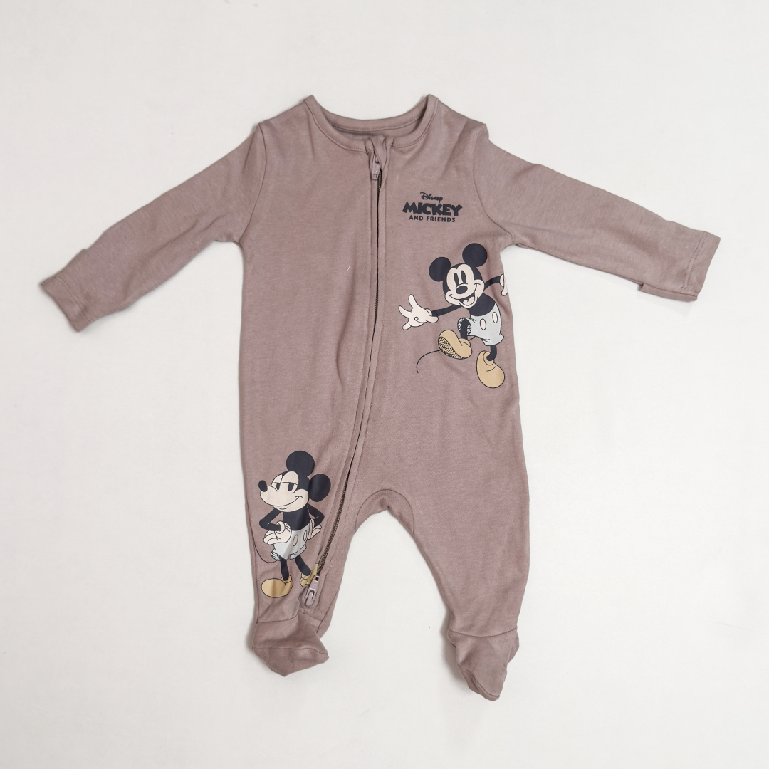 ROSY BROWN MICKEY ZIPPER SLEEPSUIT