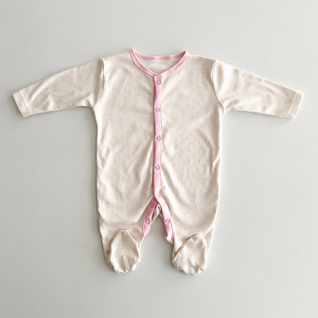 PINK POLKA DOT SLEEPSUIT