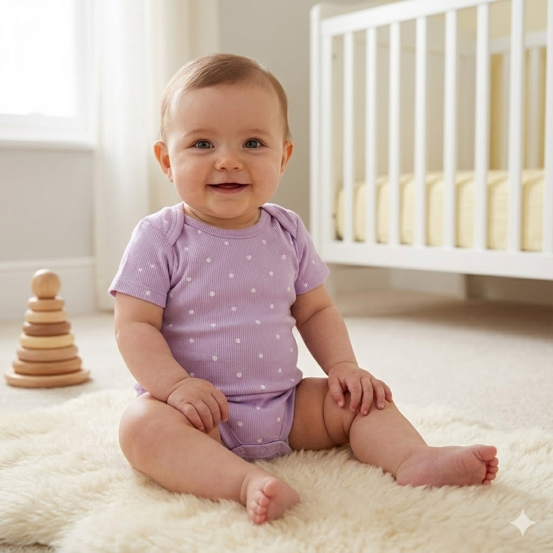 LAVENDER RIBBED POLKA DOTTED ONESIE