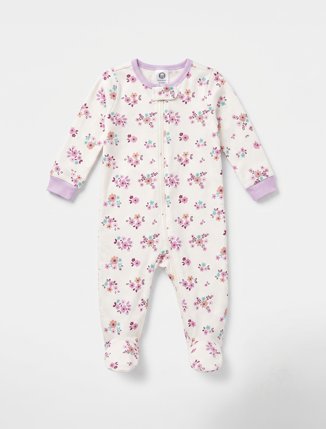 Purple floral zipper sleepsuit