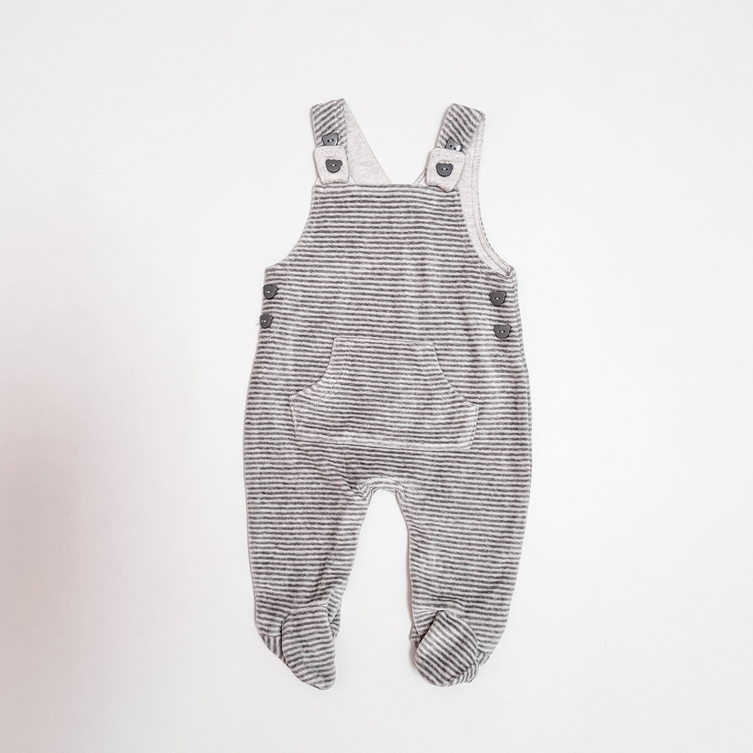GREY WHITE STRIPED DUNGAREE WITH SOCKS