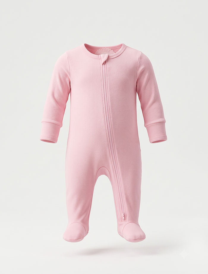 Pink 2 way zipper sleepsuit