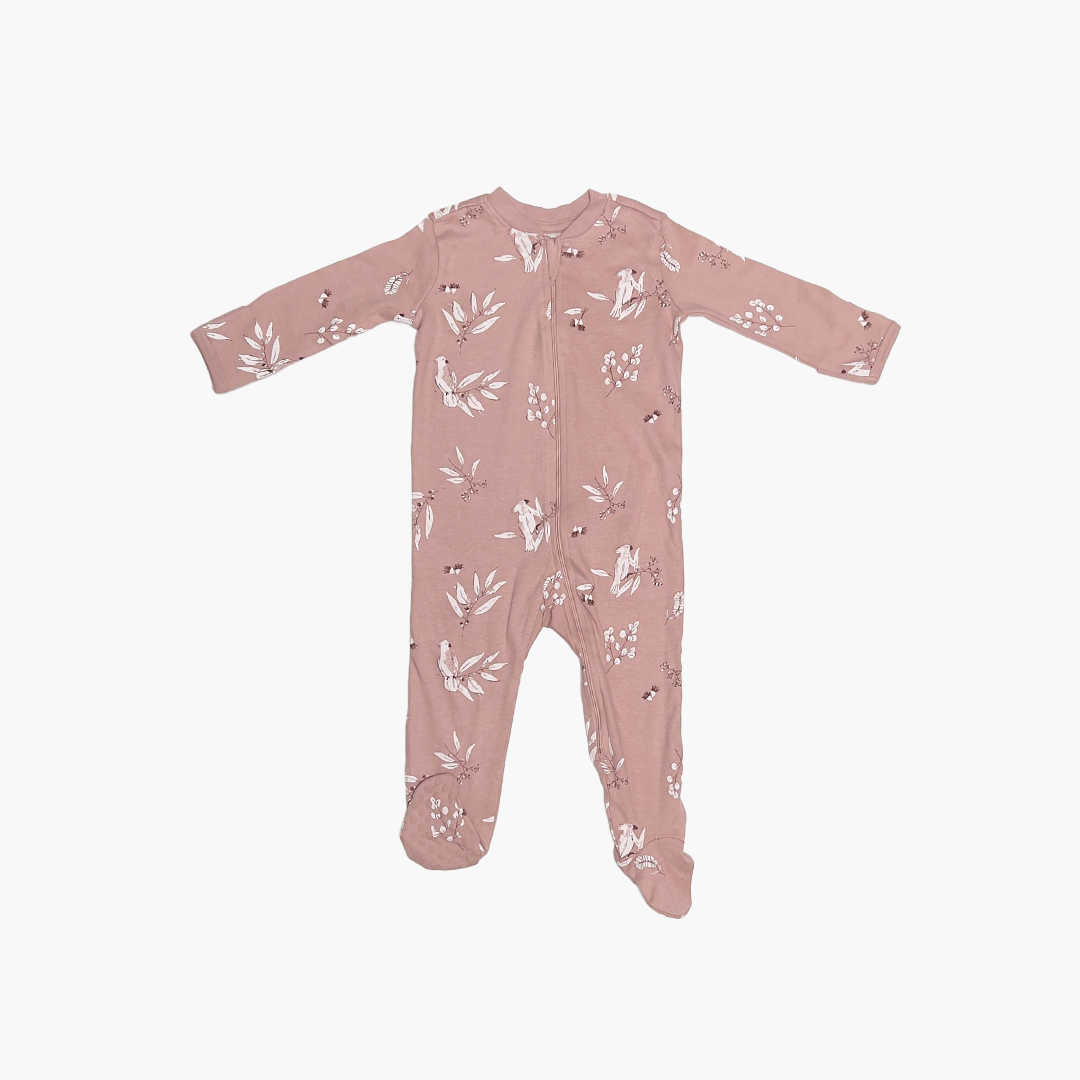BROWN PATTERNED ZIPPER SLEEPSUIT