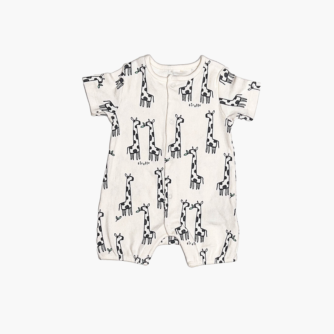 GIRAFFE PRINTED RIBBED JUMPSUIT