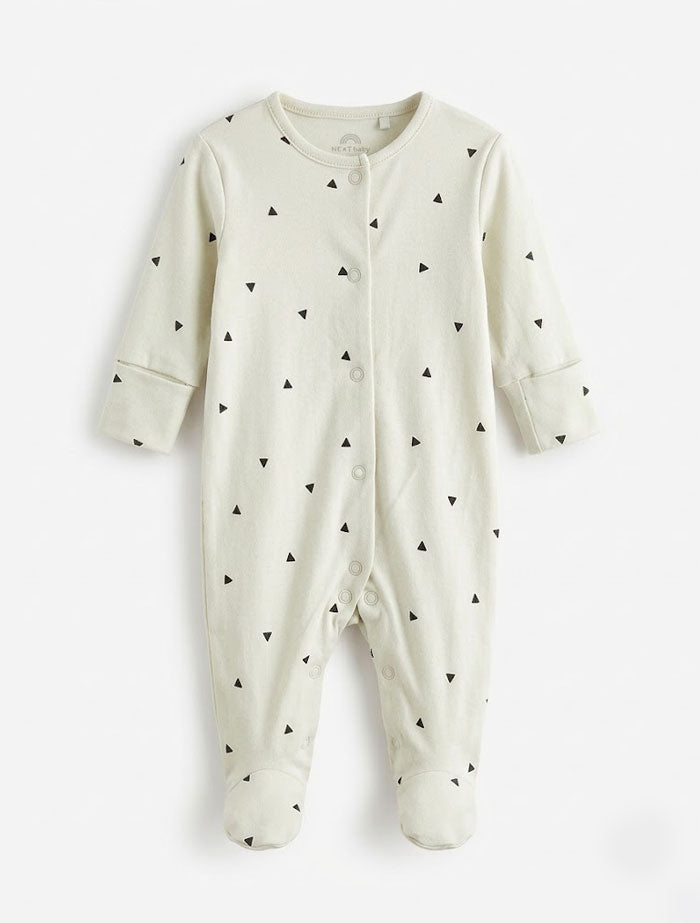 Black patterned button sleep suit