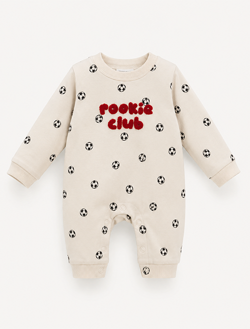 Beige ball printed romper