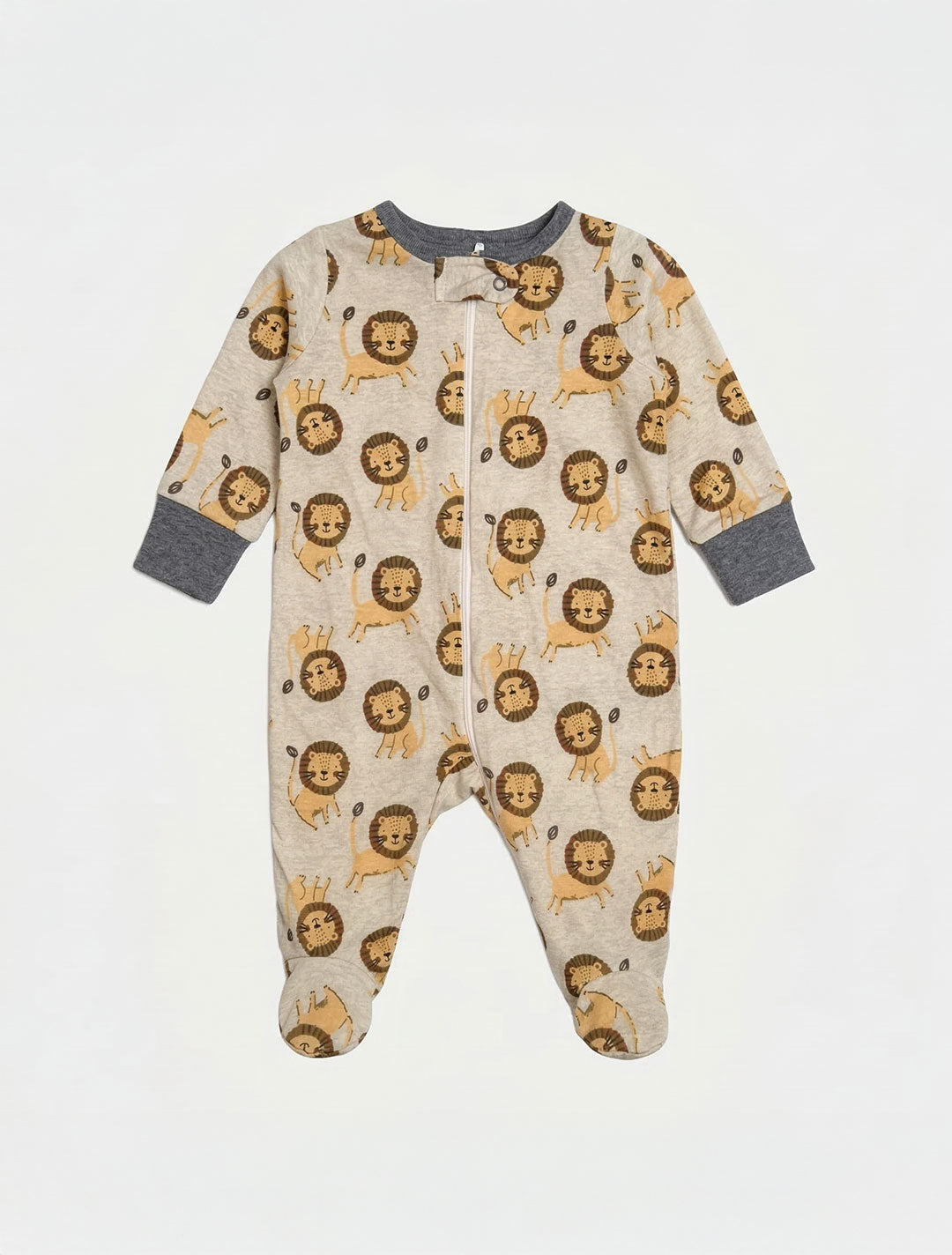LION PRINTED ZIPPER SLEEPSUIT