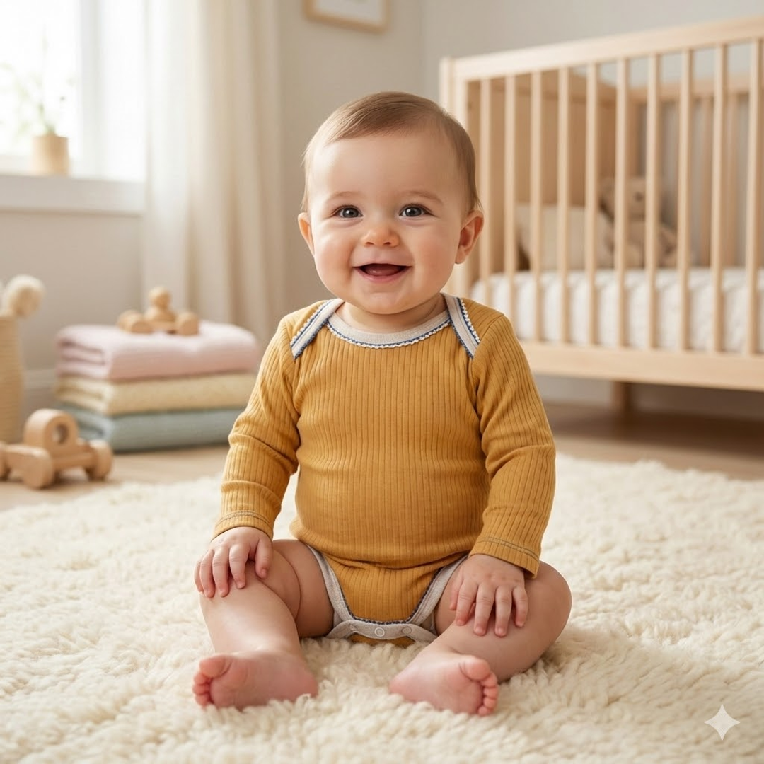 MUSTARD YELLOW RIBBED ONESIE