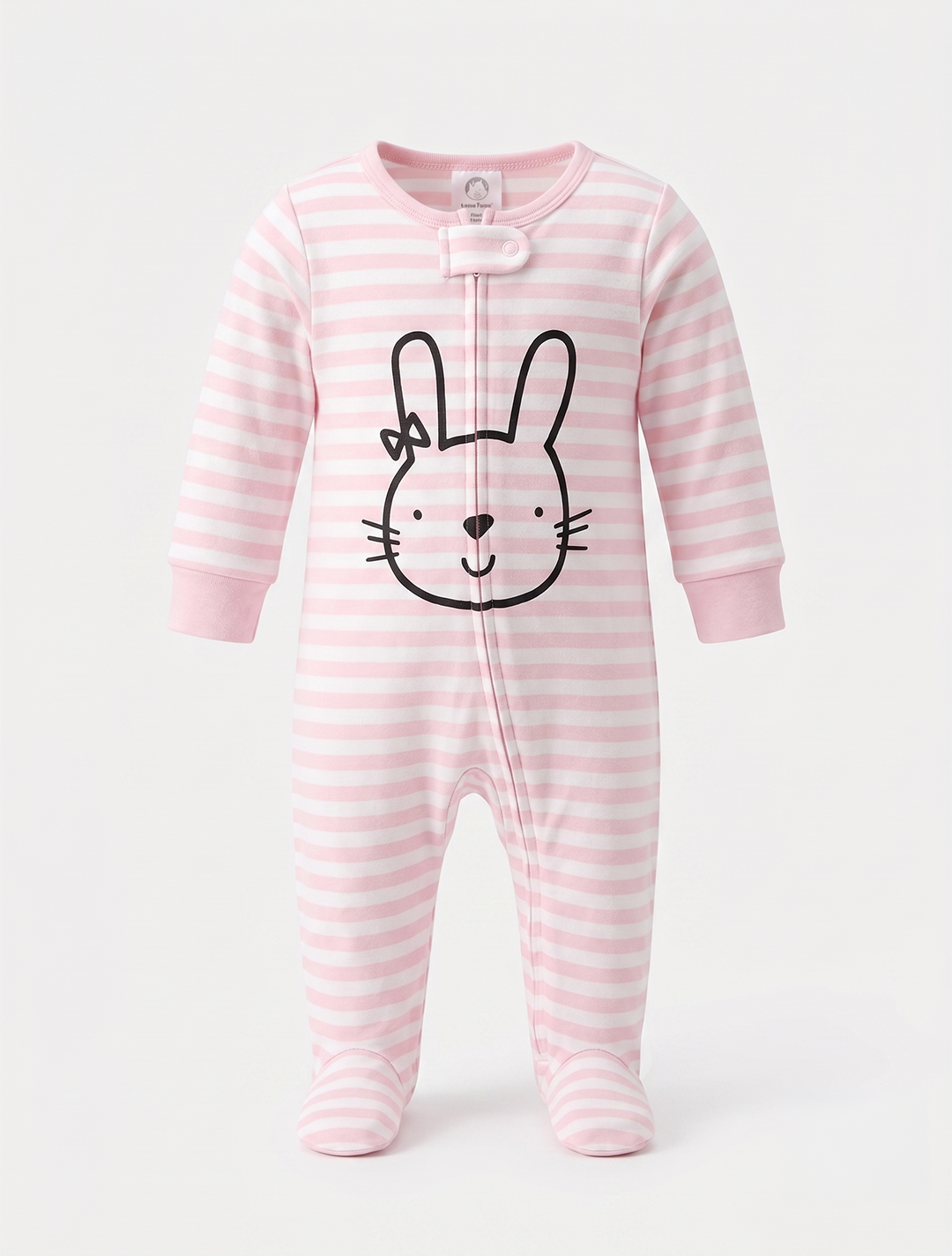 Pink striped bunny sleepsuit