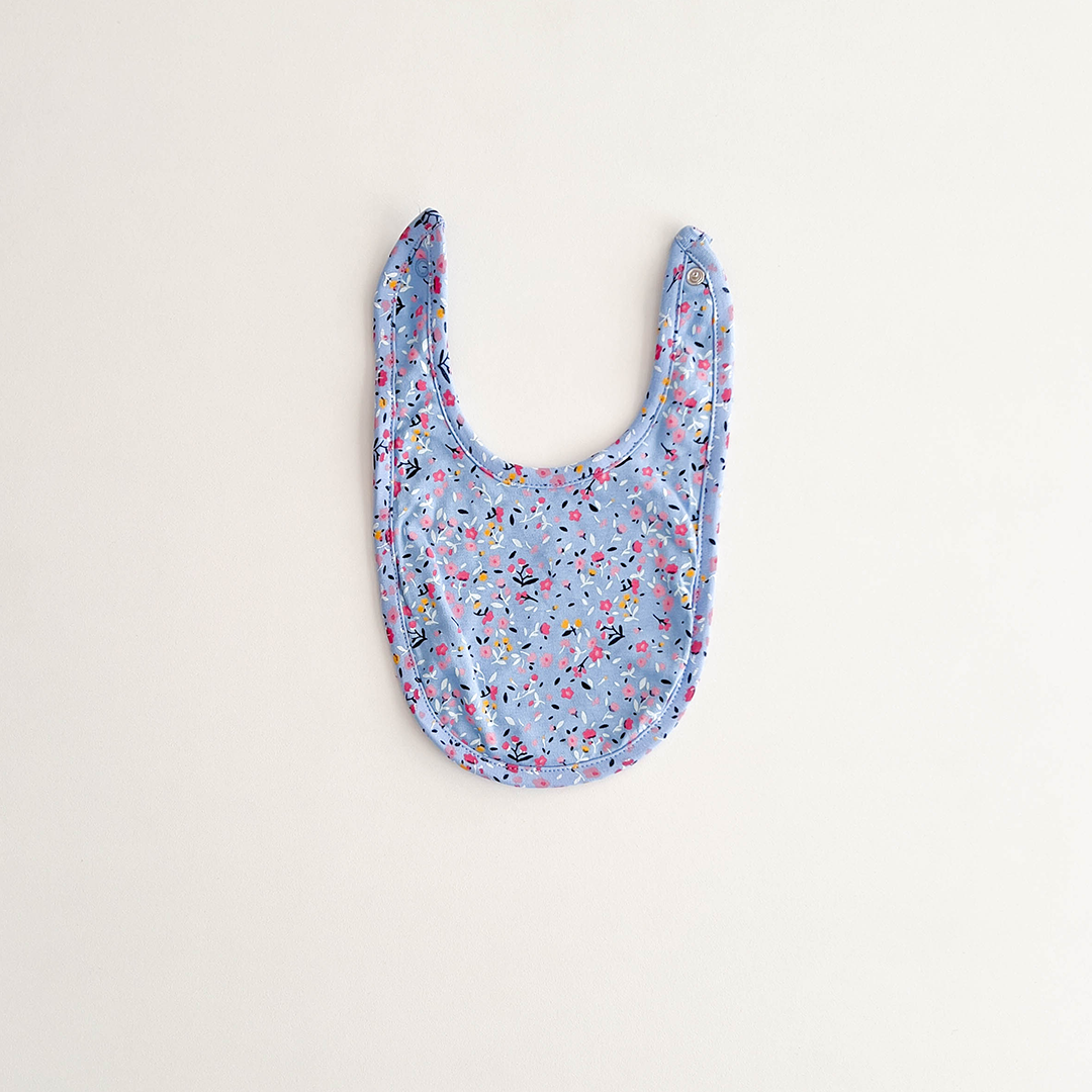 BLUE FLORAL ROUND BIB