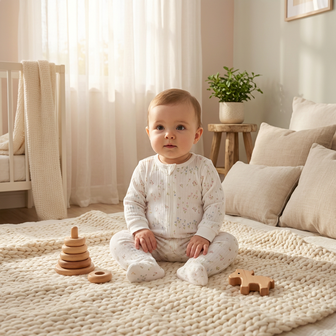 BEIGE FLORAL ZIPPER SLEEPSUIT