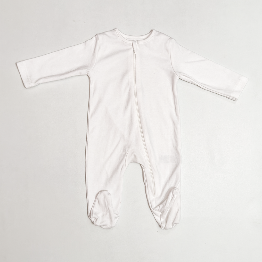 WHITE ZIPPER SLEEPSUIT