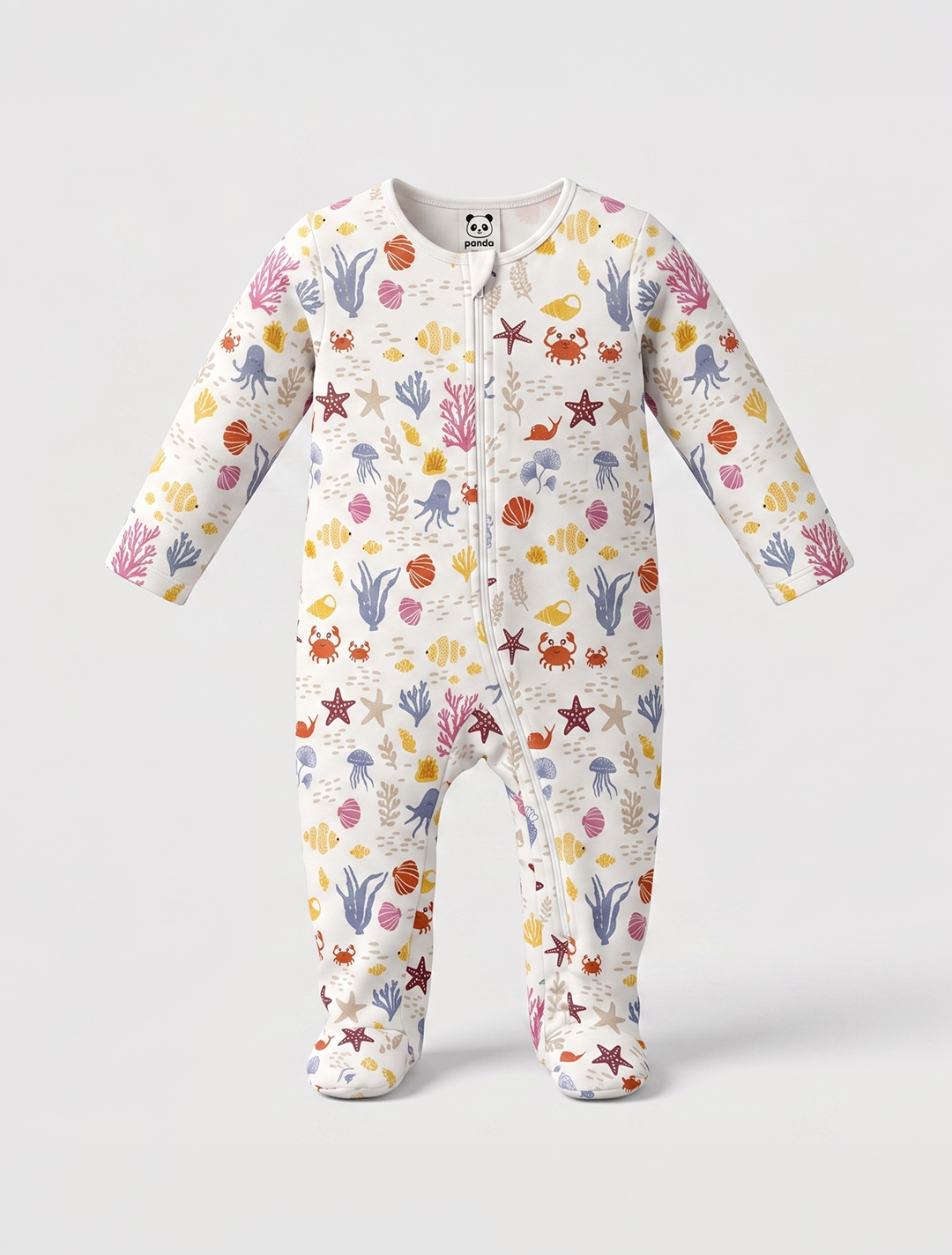 Offwhitle ocean patterned sleepsuit