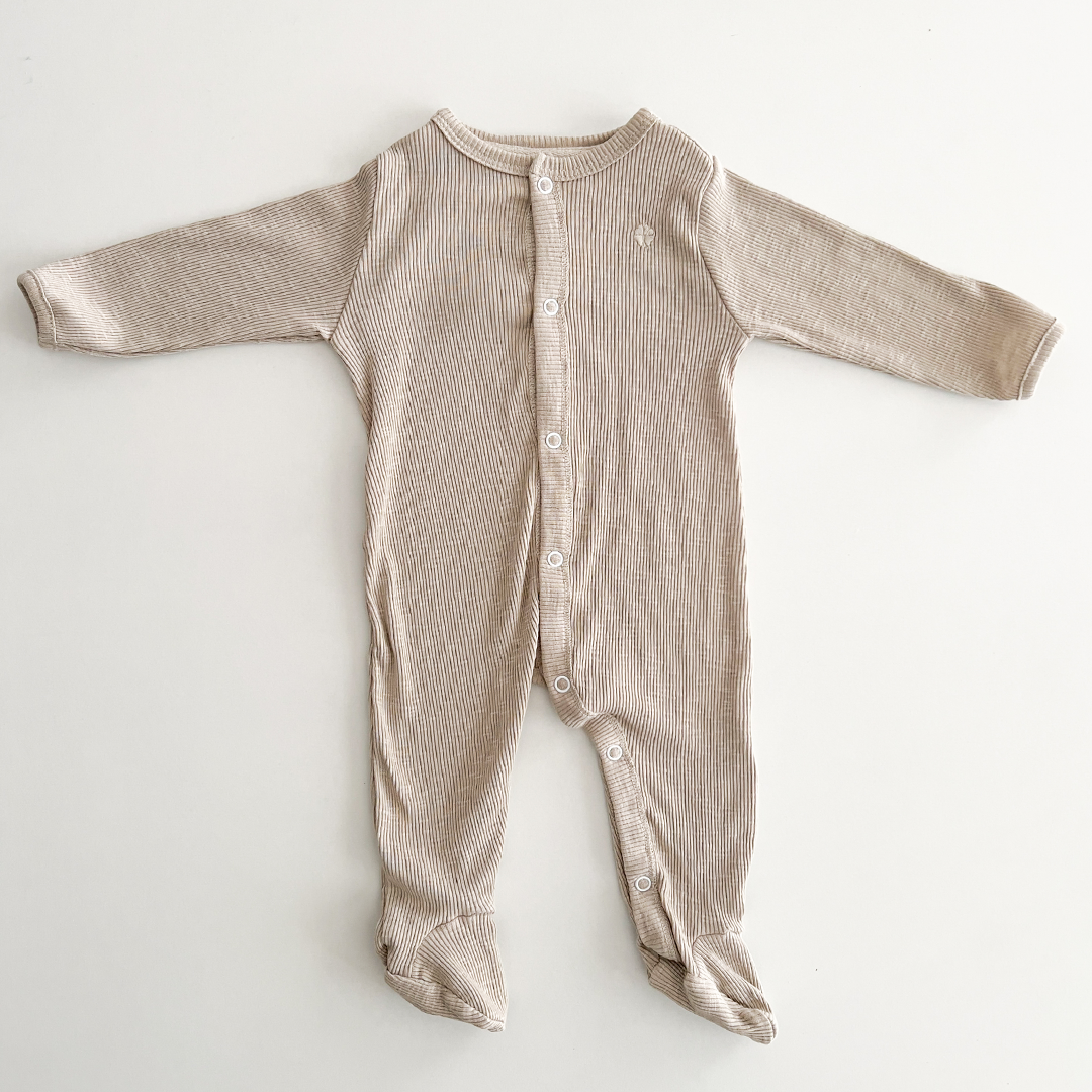 PASTEL GREEN COLOUR PLAIN RIBBED SLEEPSUIT