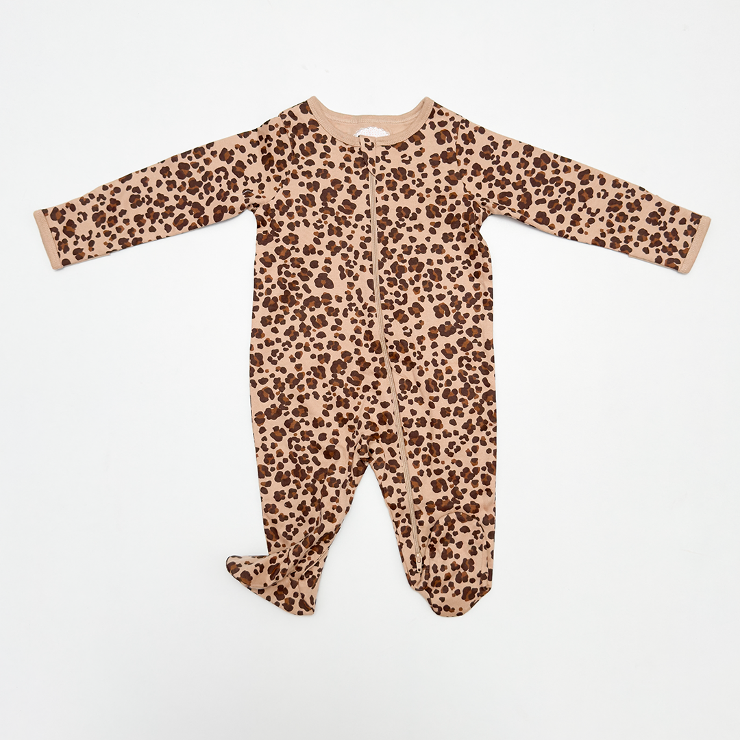 ANIMAL PRINTED ZIPPER SLEEPSUIT