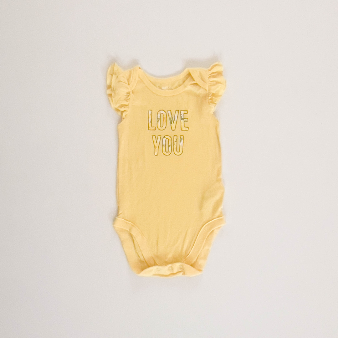 YELLOW LOVE YOU PRINT ONESIE