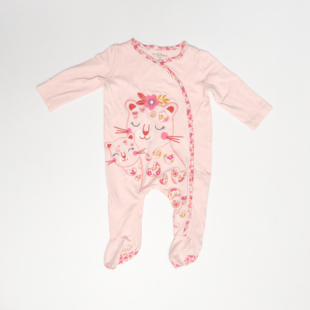 BABY PINK PRINTED SLEEPSUIT
