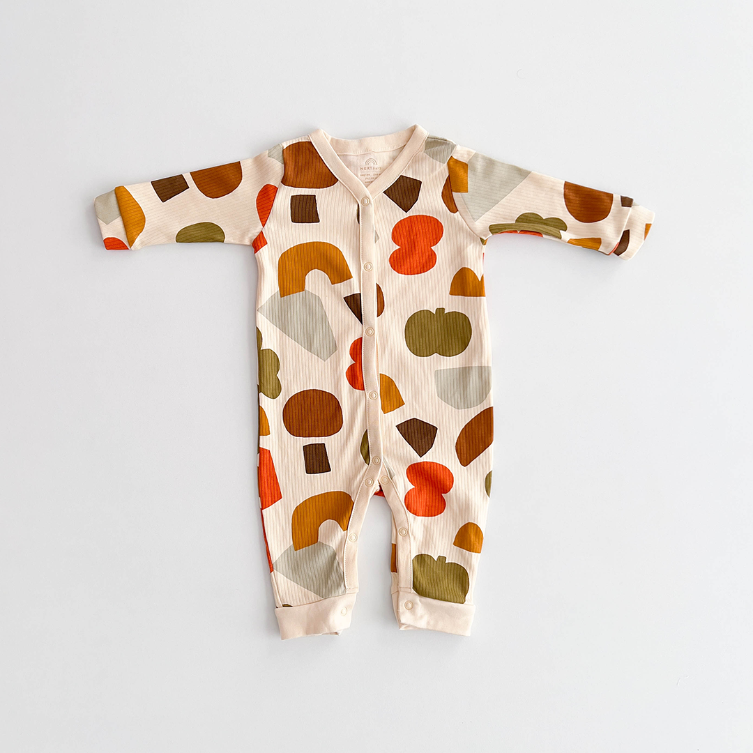 MULTICOLOUR PRINTED RIBBED ROMPER