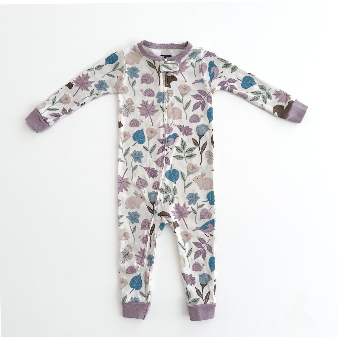 Purple patterned romper