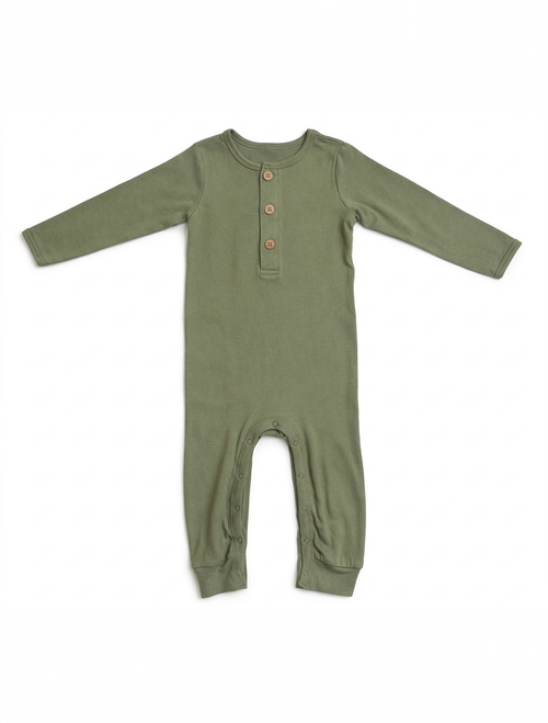 SAGE GREEN BUTTON ROMPER
