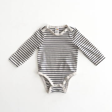 NAVY BLUE AND BLACK STRIPES ONESIE