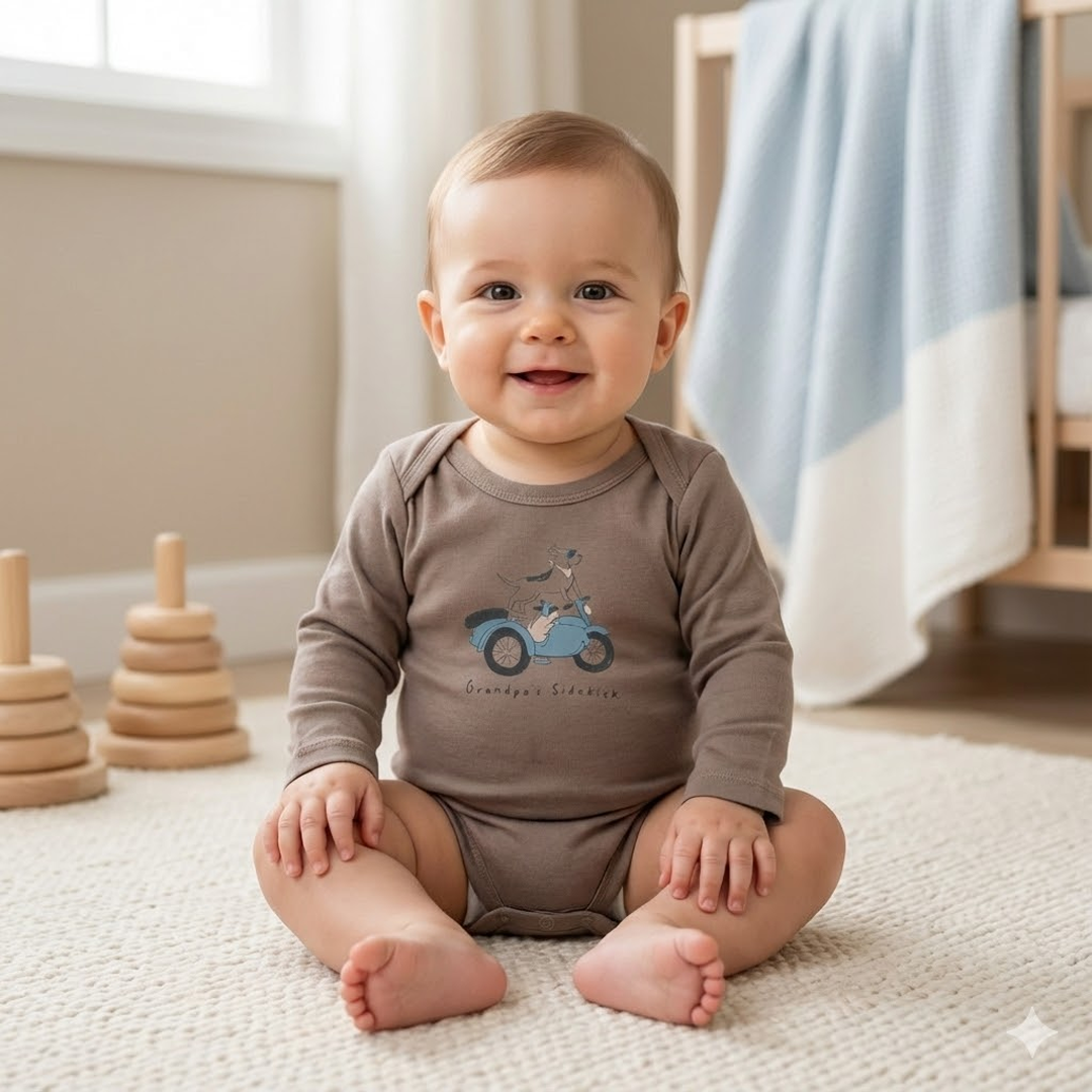 BROWN PRINTED ONESIE