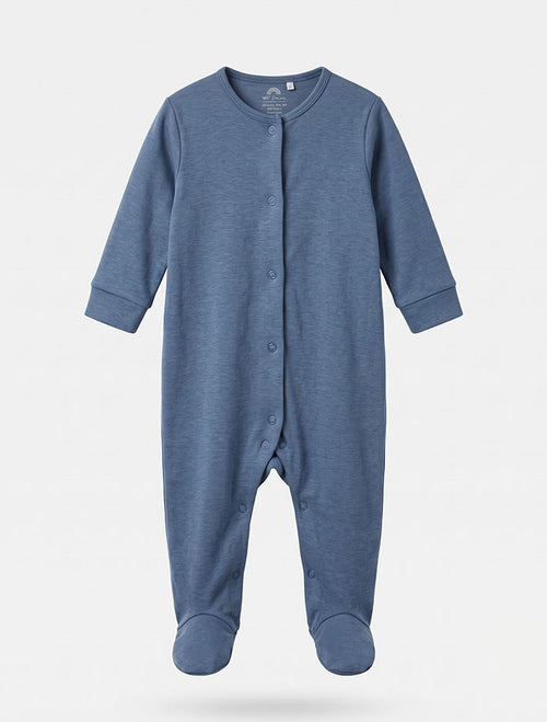 Ink blue button sleepsuit