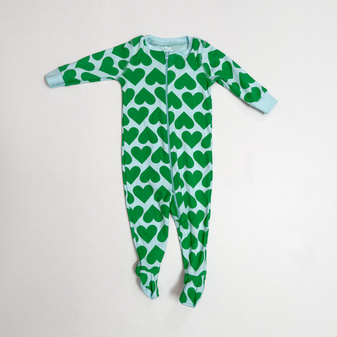 GREEN LOVE ZIPPER SLEEPSUIT