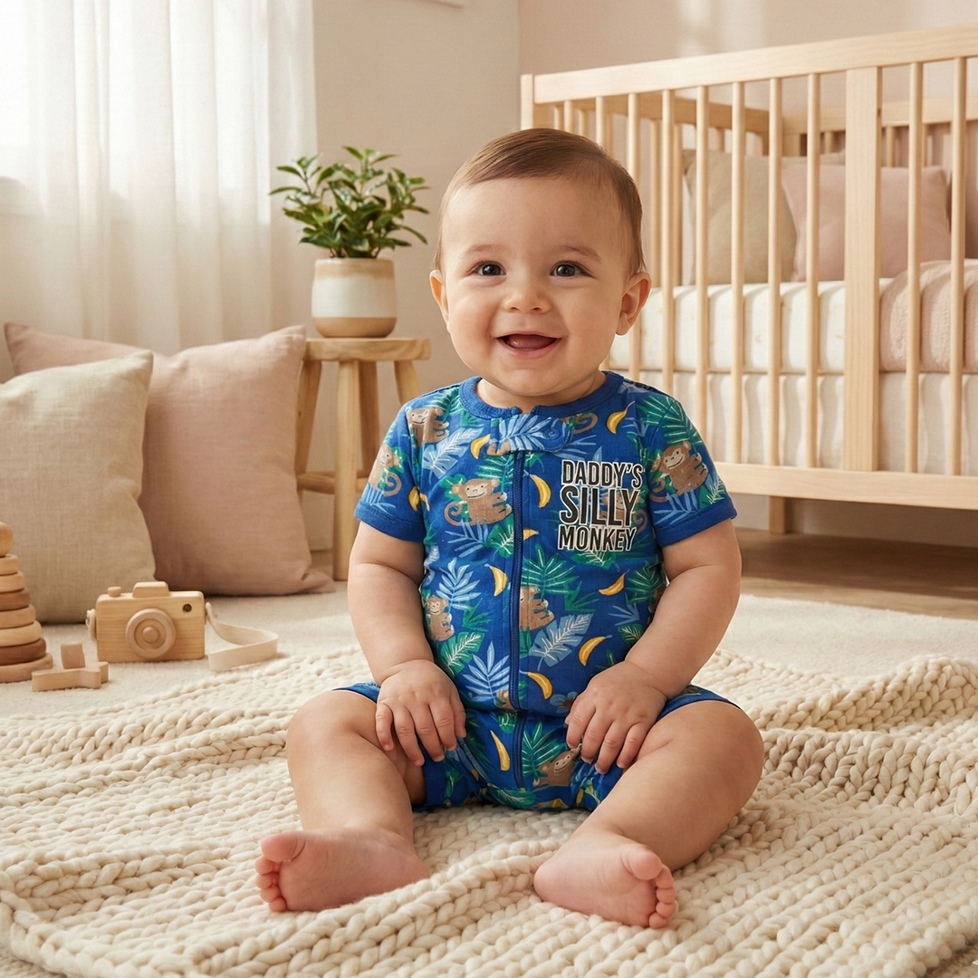 BLUE PRINTED ZIPPER JUMPSUIT