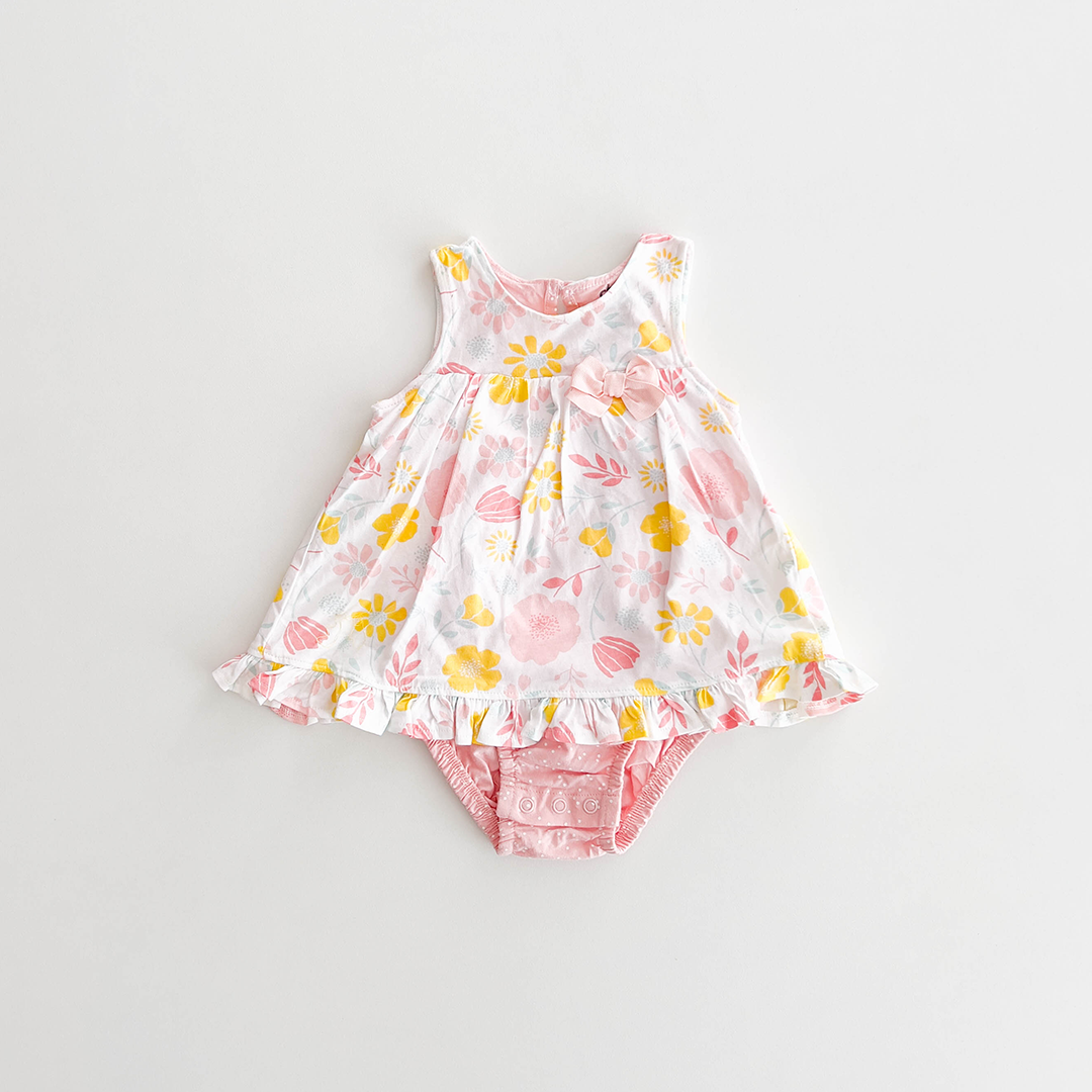 PINK FRILLED FLORAL FROCK