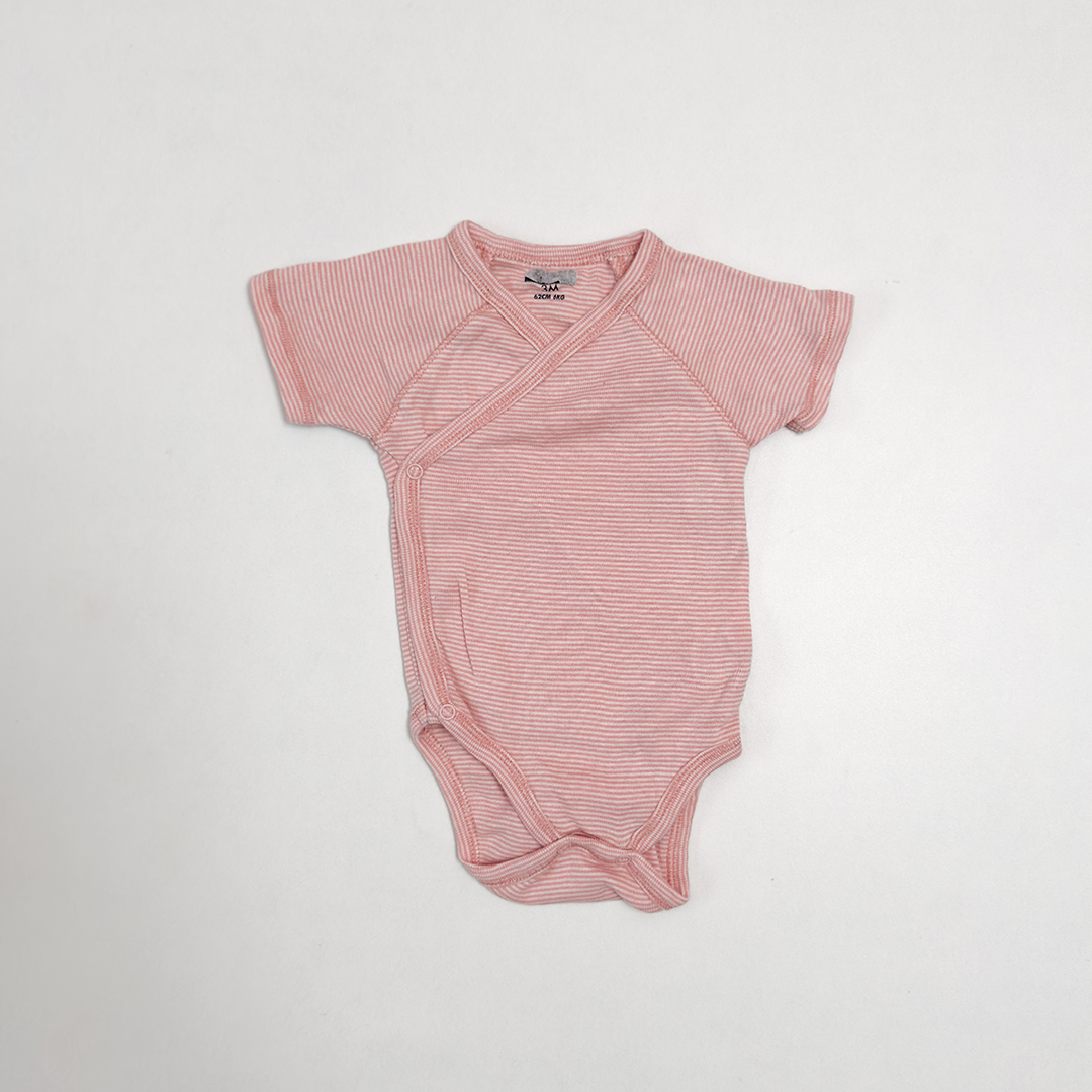 PINK WHITE STRIPED ONESIE
