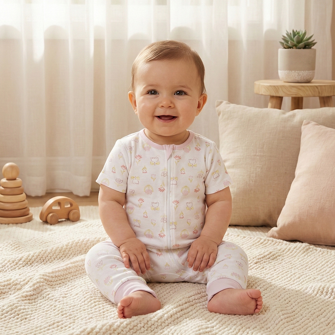 LAVENDER FLORAL ZIPPER ROMPER