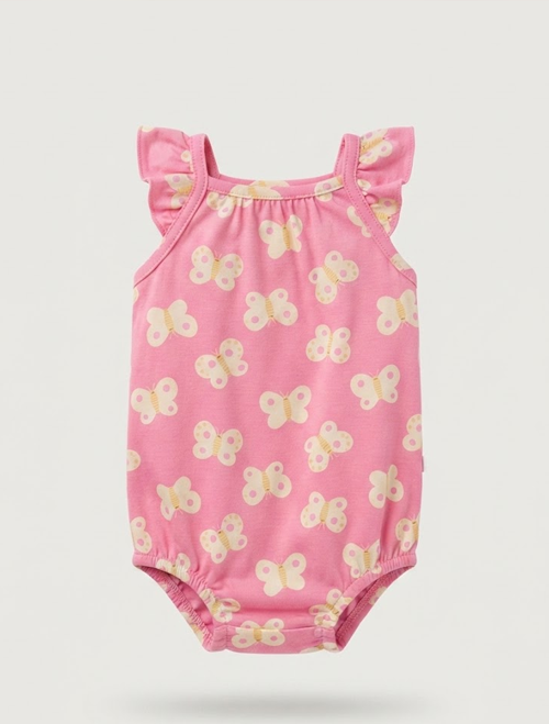 Pink butterfly printed onesie